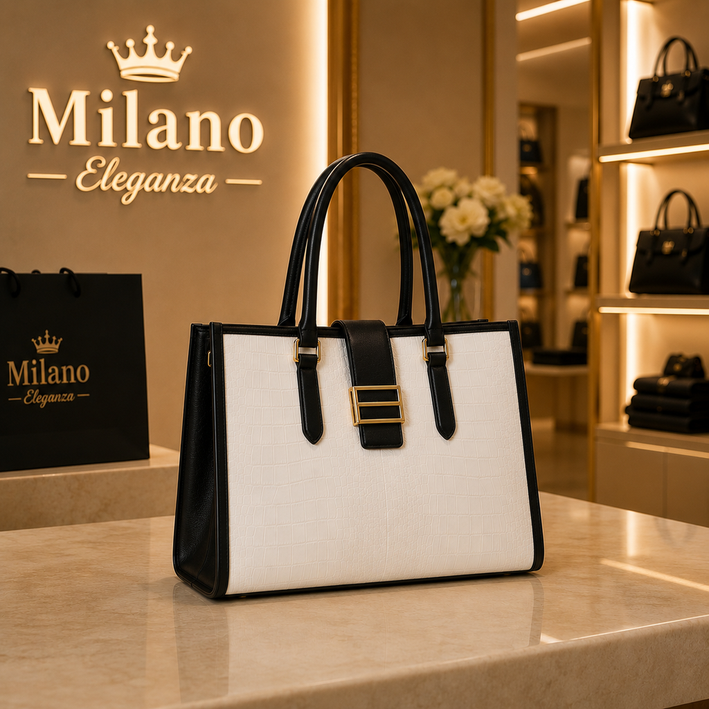 🖤🤍 Clara Croc Tote Bianco Nero