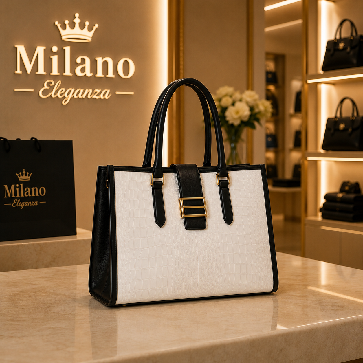 🖤🤍 Clara Croc Tote Bianco Nero