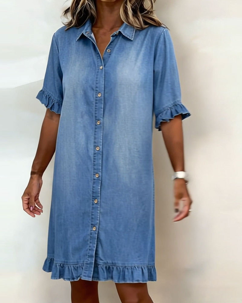 Maria | Vestido em Denim com Franzidos Valorizantes