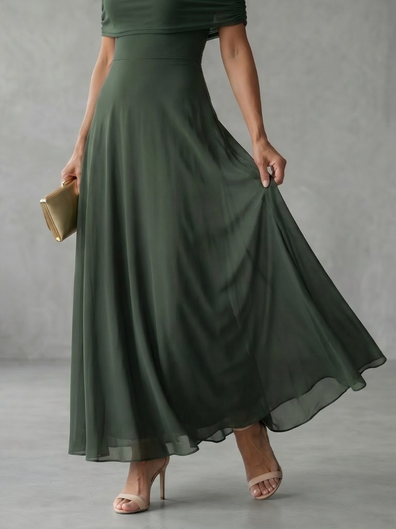 Giugno | Vestido Midi Drapeado Ombro a Descoberto