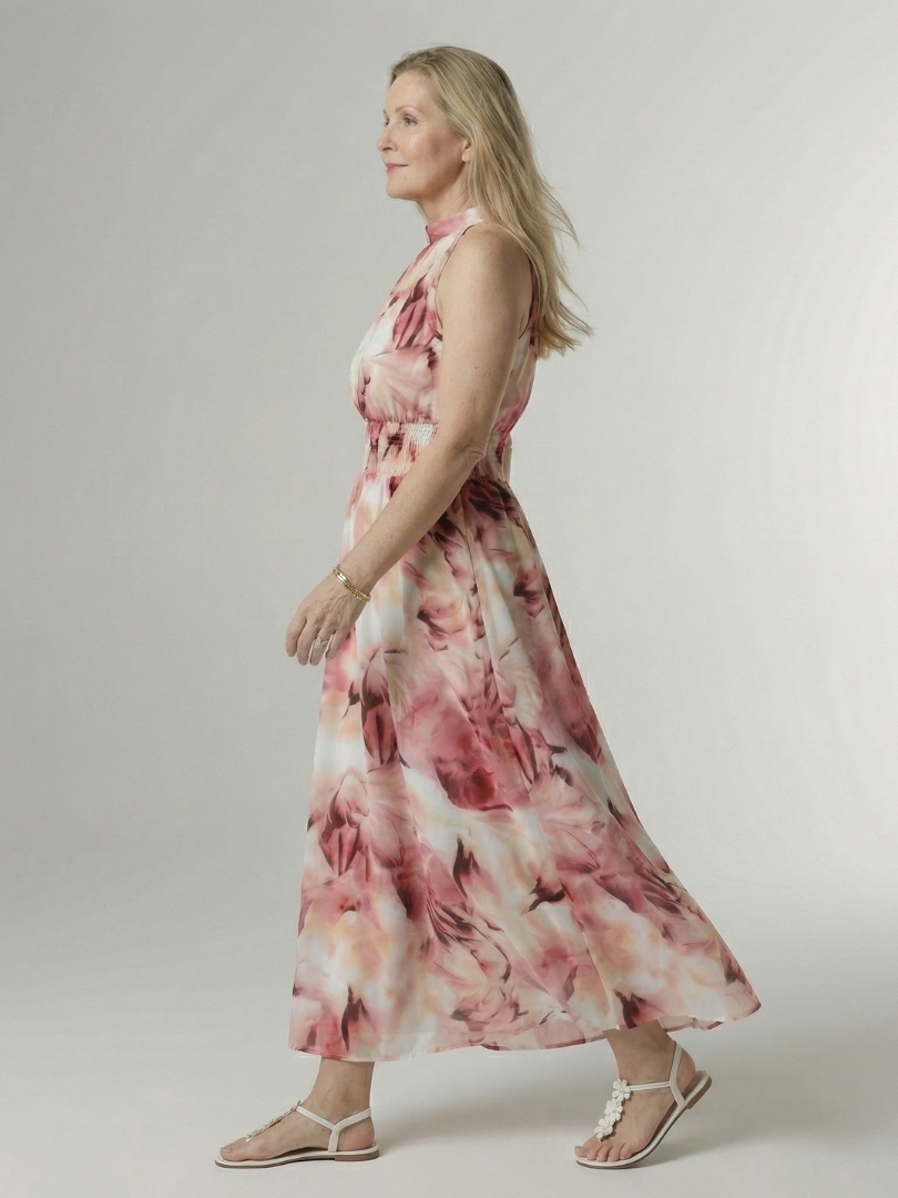 Sylin | Vestido Midi Halter com Cintura Franzida