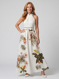 Sandra | Vestido Maxi Halter com Painéis Botânicos