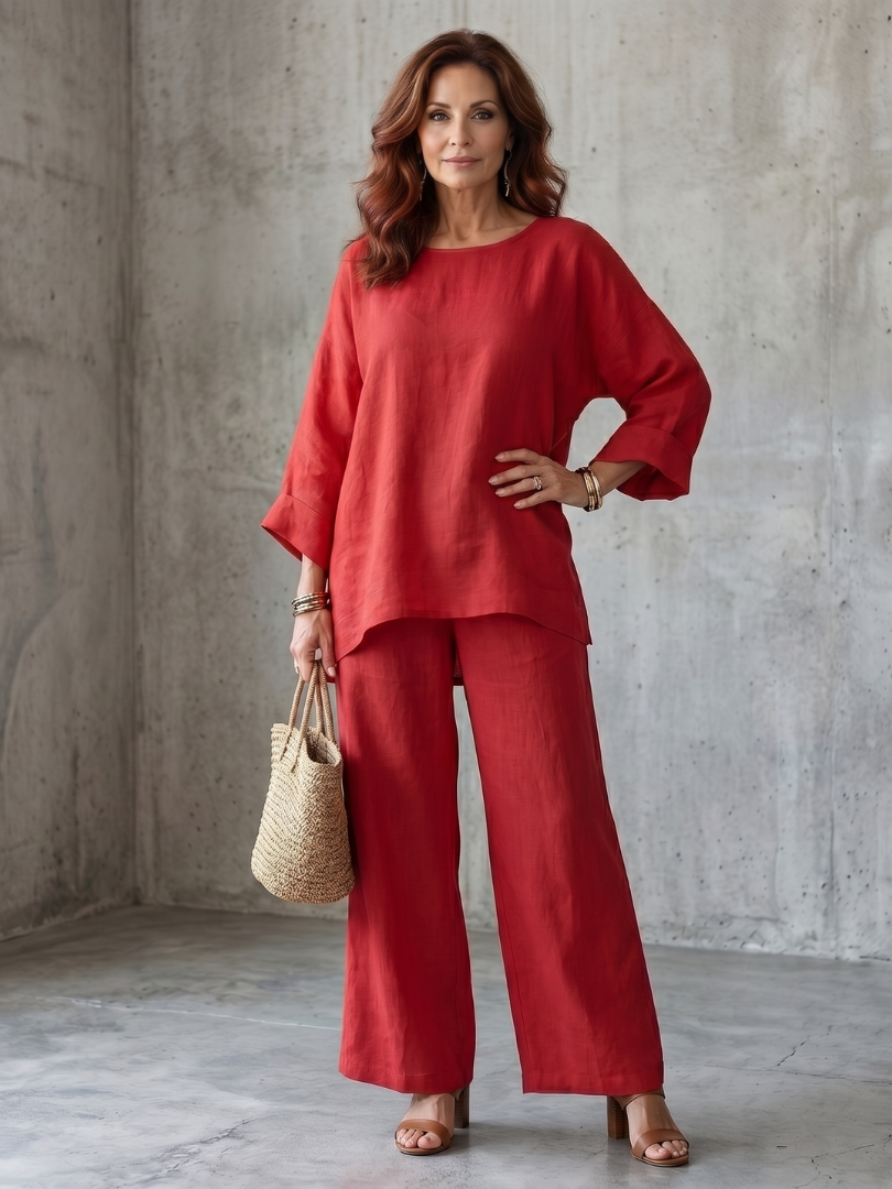 Giovana | Conjunto Túnica Oversize e Calças de Perna Larga