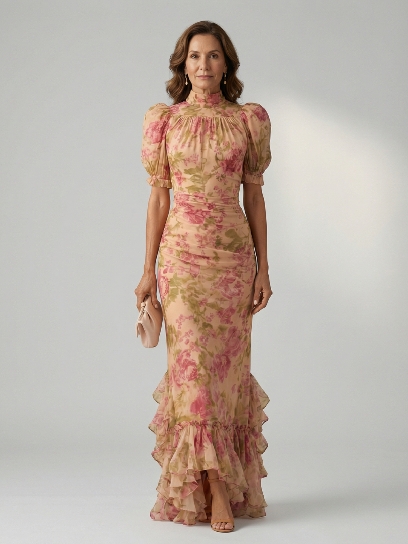 Vianne | Vestido Maxi com Decote Alto Delicado