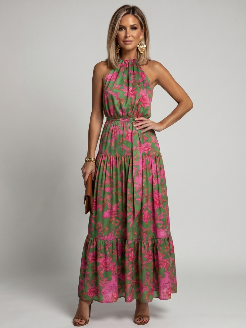 Gabriele | Vestido Midi Halter Drapeado