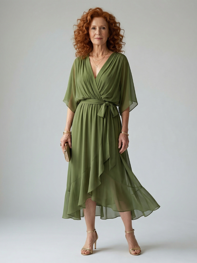Rosalia | Vestido Midi Drapeado Leve