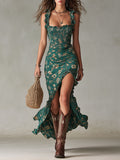 Aurora | Vestido com Decote Halter e Motivo em Aguarela