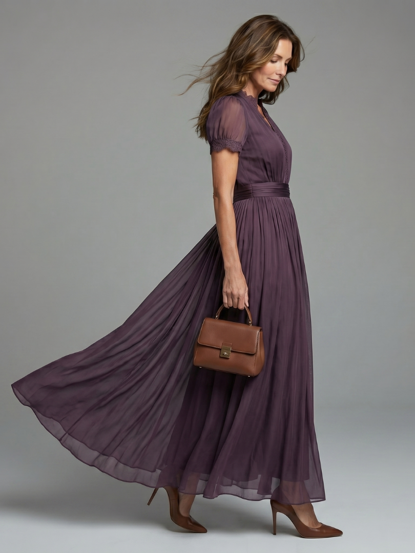 Elia | Vestido Maxi com Cintura Franzida e Decote em Gota