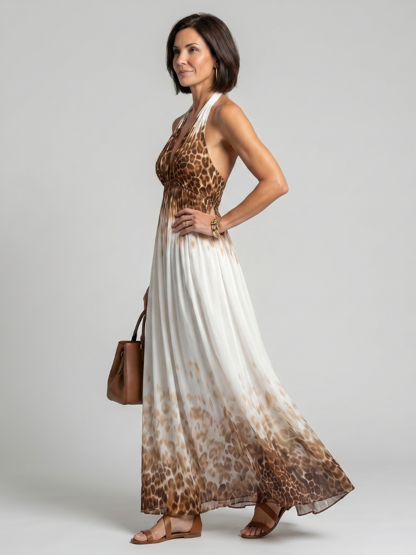 Elena | Vestido Midi Branco Plissado
