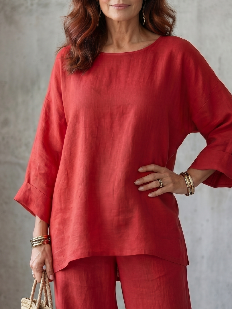 Giovana | Conjunto Túnica Oversize e Calças de Perna Larga