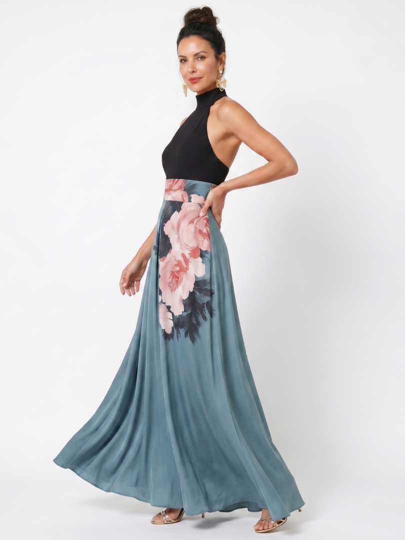 Fiorella | Vestido Maxi Floral com Corpete Halter