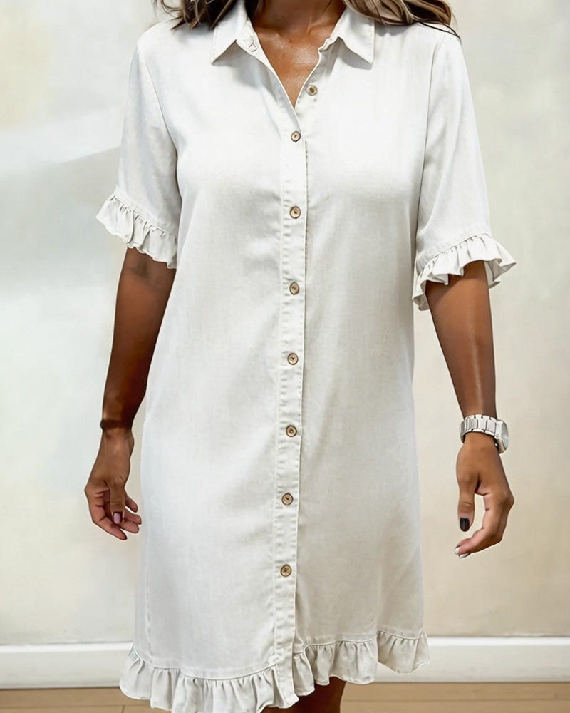Maria | Vestido em Denim com Franzidos Valorizantes