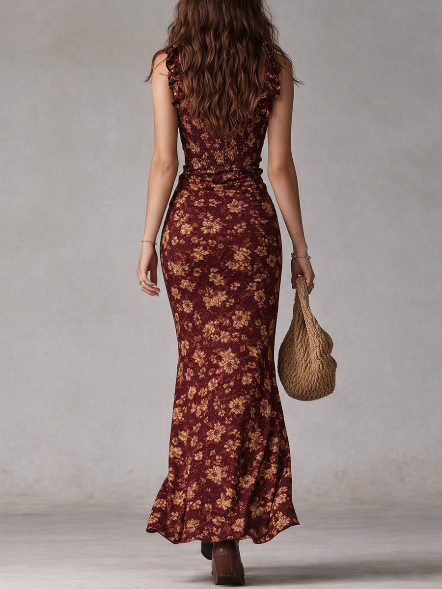 Aurora | Vestido com Decote Halter e Motivo em Aguarela