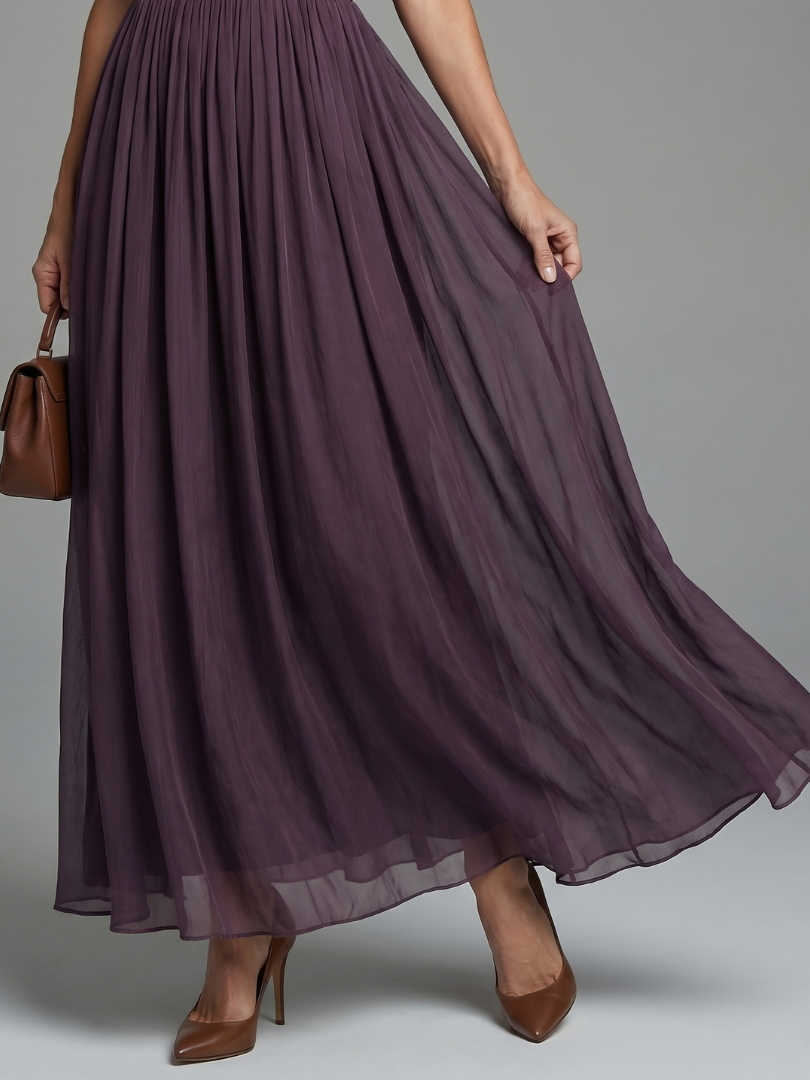 Elia | Vestido Maxi com Cintura Franzida e Decote em Gota