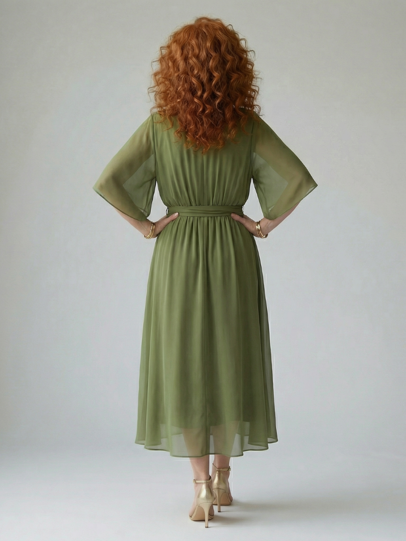 Rosalia | Vestido Midi Drapeado Leve
