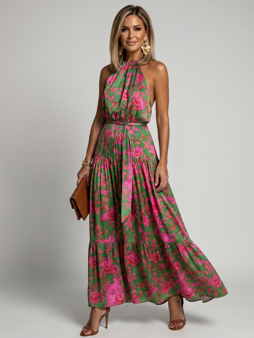 Gabriele | Vestido Midi Halter Drapeado