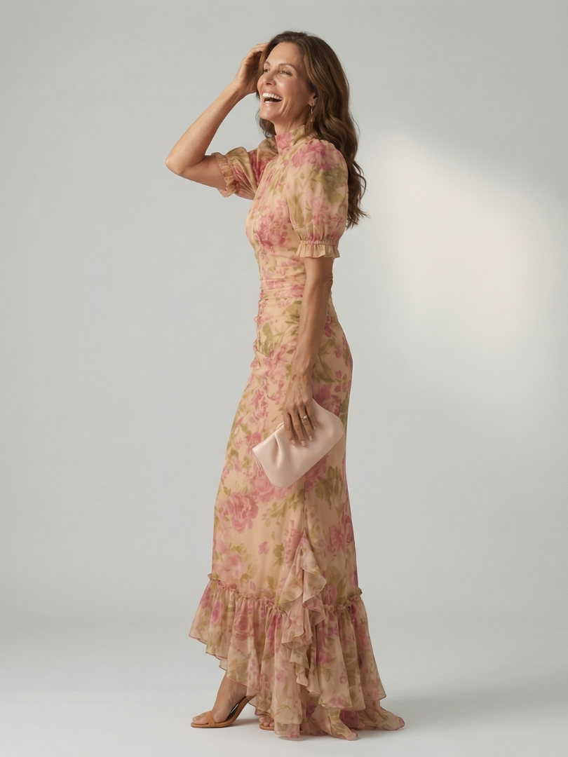 Vianne | Vestido Maxi com Decote Alto Delicado