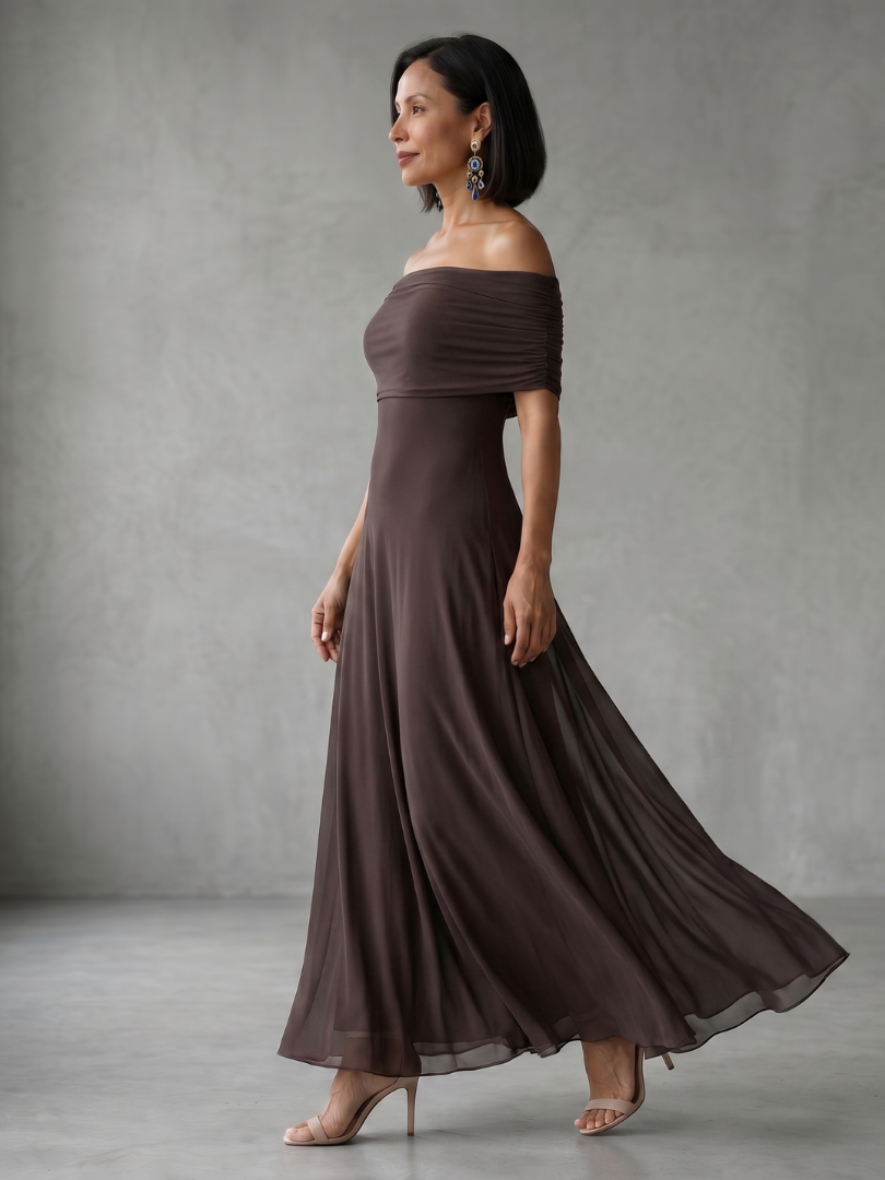 Giugno | Vestido Midi Drapeado Ombro a Descoberto
