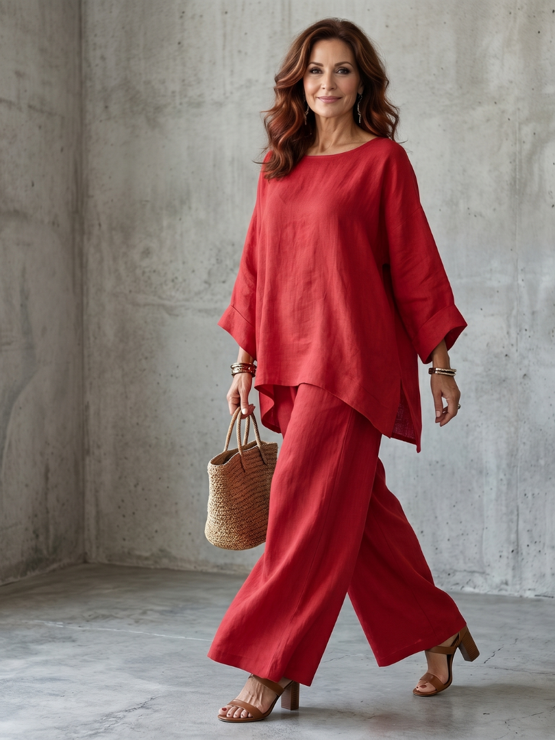 Giovana | Conjunto Túnica Oversize e Calças de Perna Larga