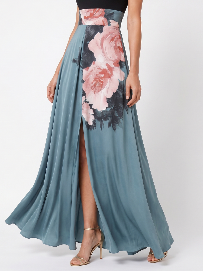 Fiorella | Vestido Maxi Floral com Corpete Halter