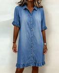 Maria | Vestido em Denim com Franzidos Valorizantes