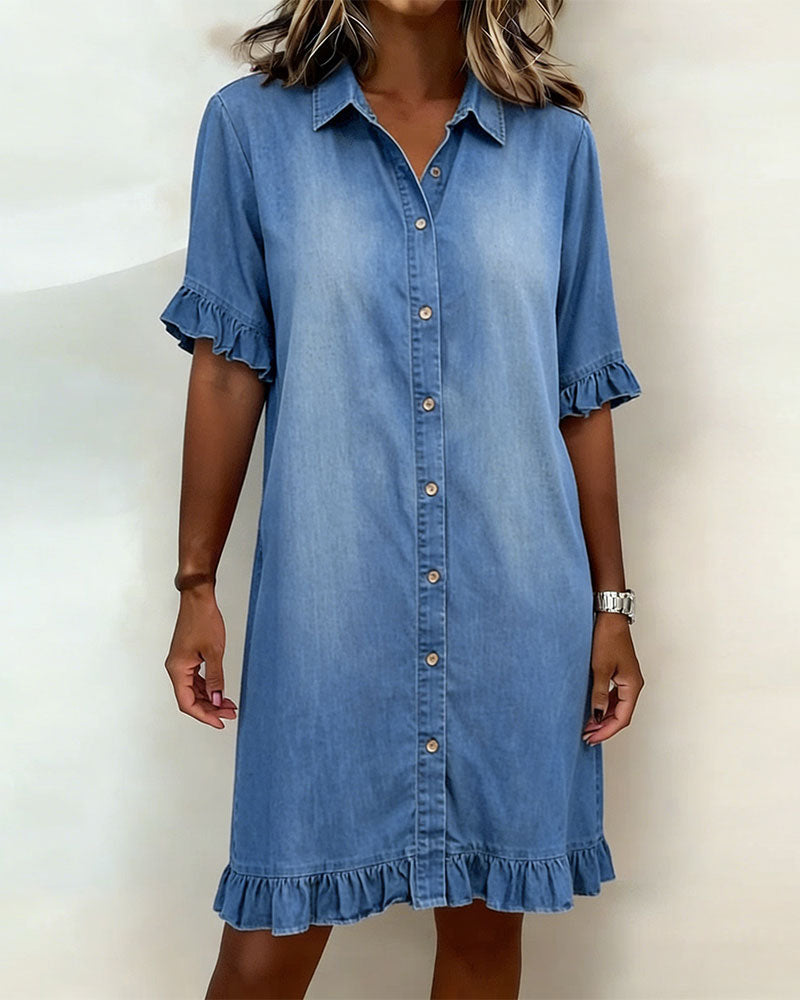 Maria | Vestido em Denim com Franzidos Valorizantes
