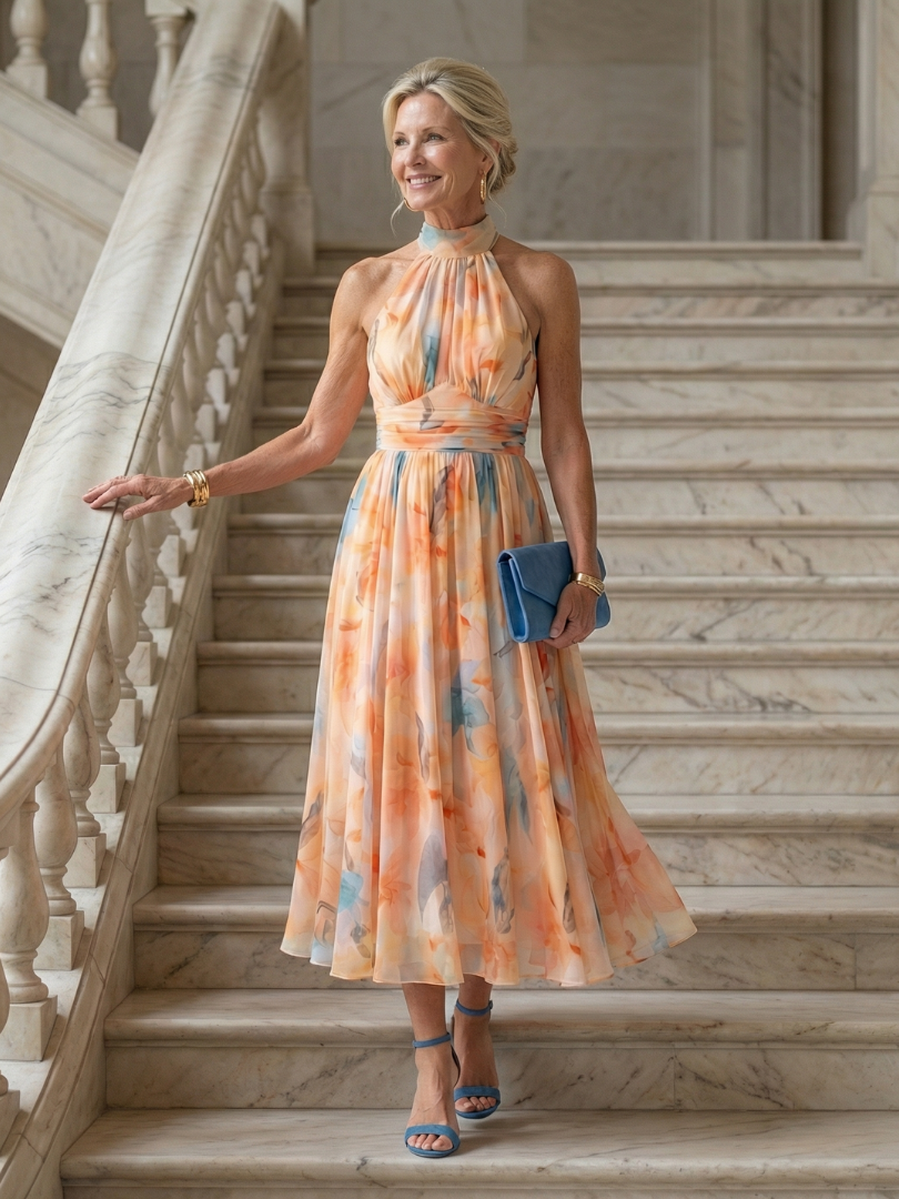 Rita | Vestido Midi Halter Suave