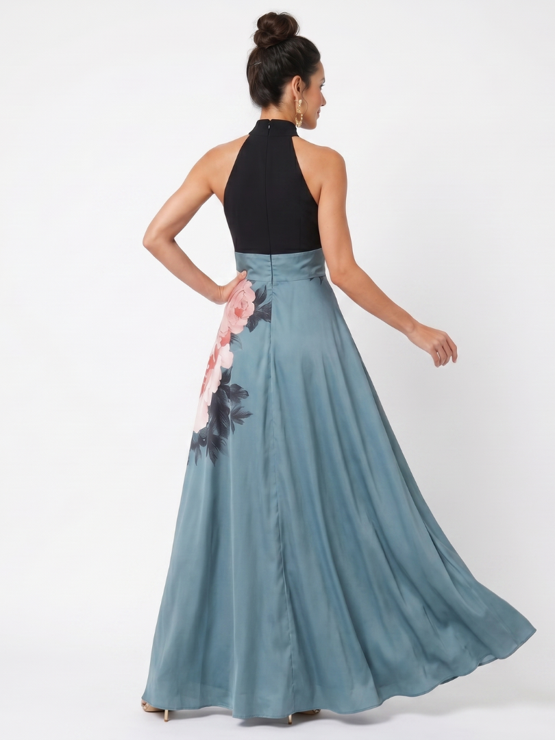 Fiorella | Vestido Maxi Floral com Corpete Halter