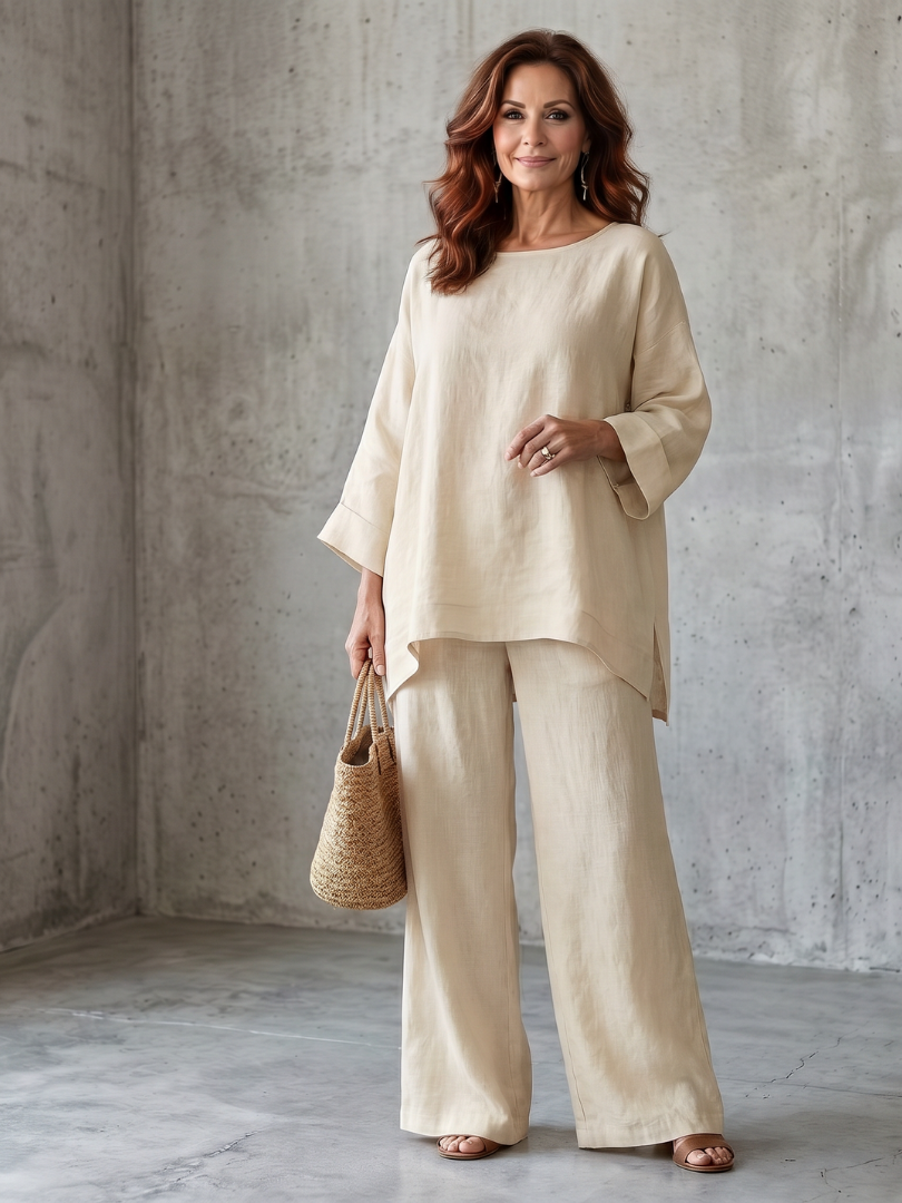 Giovana | Conjunto Túnica Oversize e Calças de Perna Larga