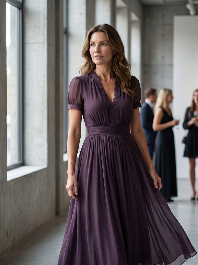 Elia | Vestido Maxi com Cintura Franzida e Decote em Gota
