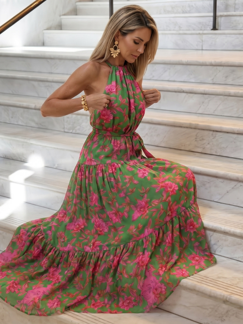 Gabriele | Vestido Midi Halter Drapeado
