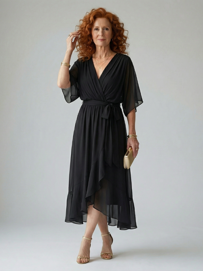 Rosalia | Vestido Midi Drapeado Leve