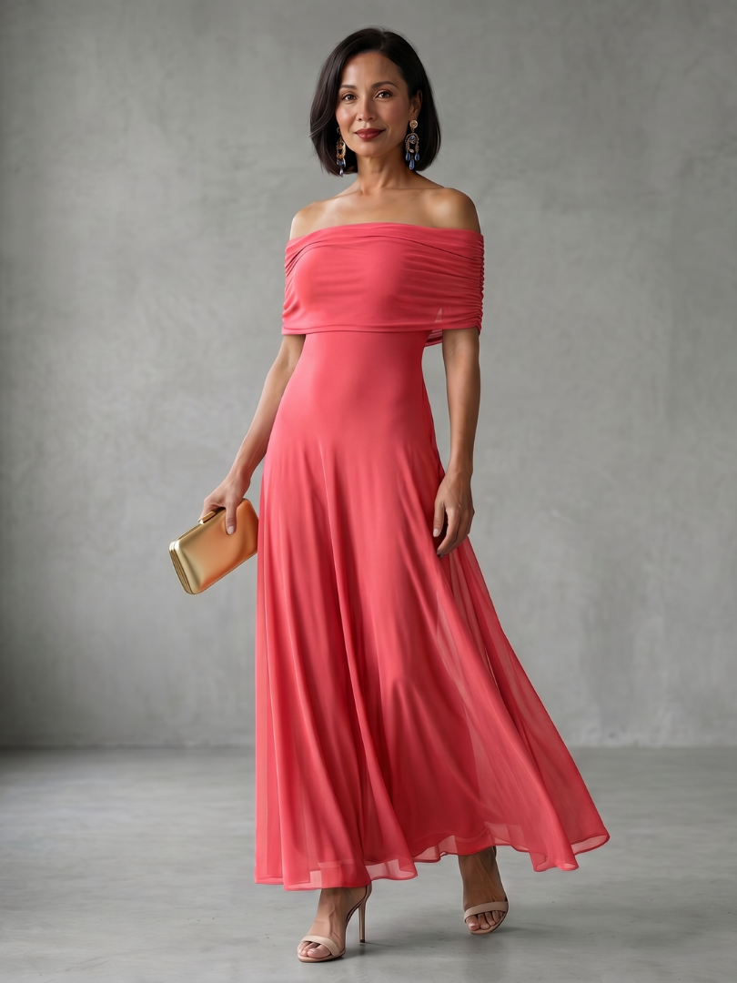 Giugno | Vestido Midi Drapeado Ombro a Descoberto