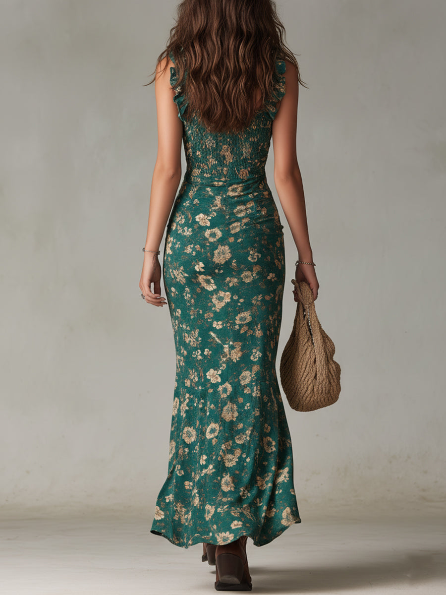Aurora | Vestido com Decote Halter e Motivo em Aguarela