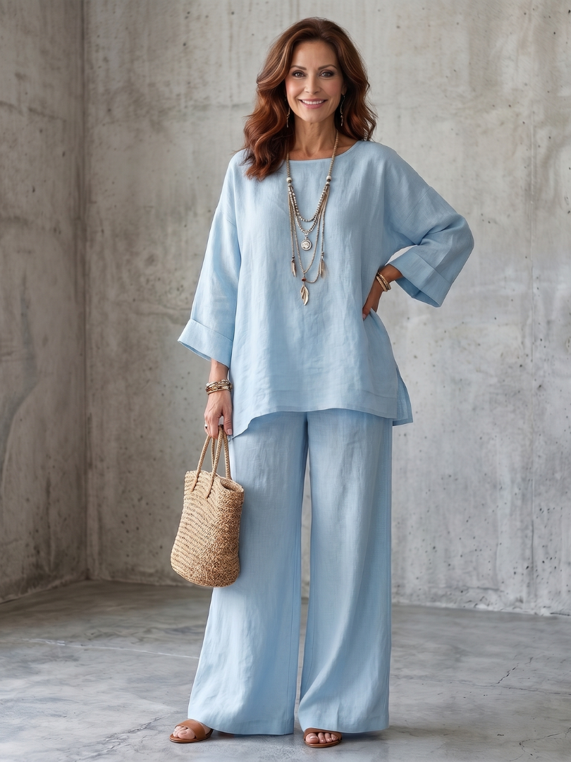 Giovana | Conjunto Túnica Oversize e Calças de Perna Larga