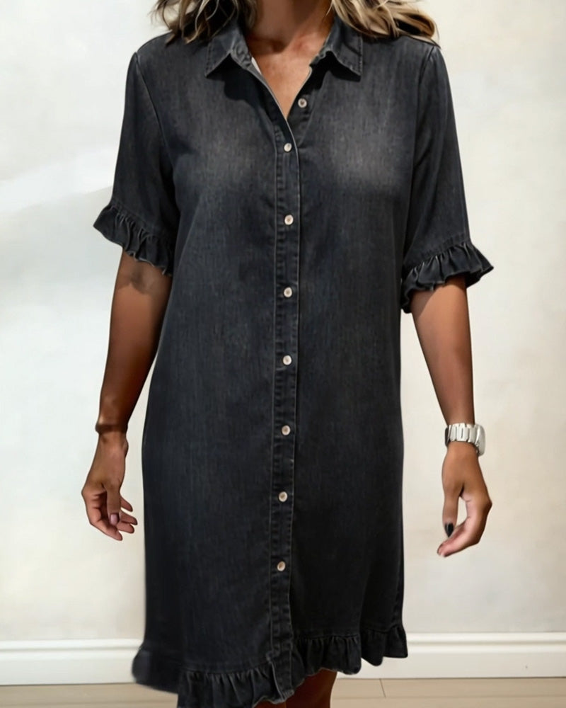 Maria | Vestido em Denim com Franzidos Valorizantes
