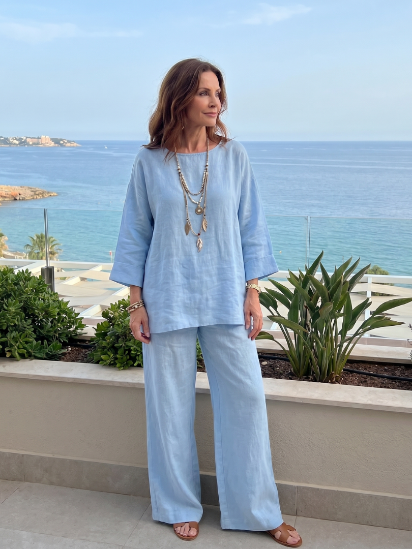 Giovana | Conjunto Túnica Oversize e Calças de Perna Larga