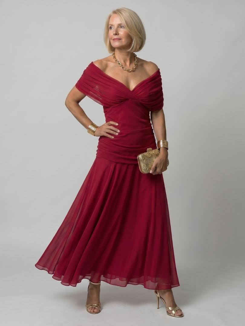 Calen | Vestido Midi Fluido com Ombros a Descoberto