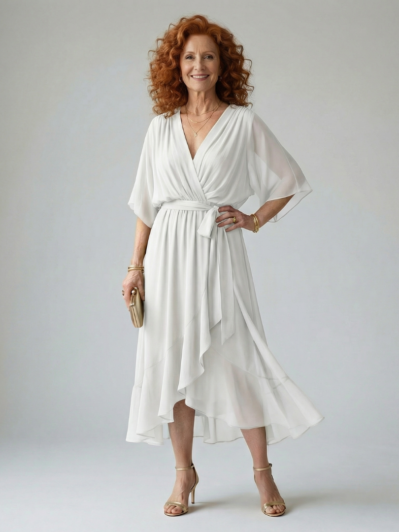 Rosalia | Vestido Midi Drapeado Leve