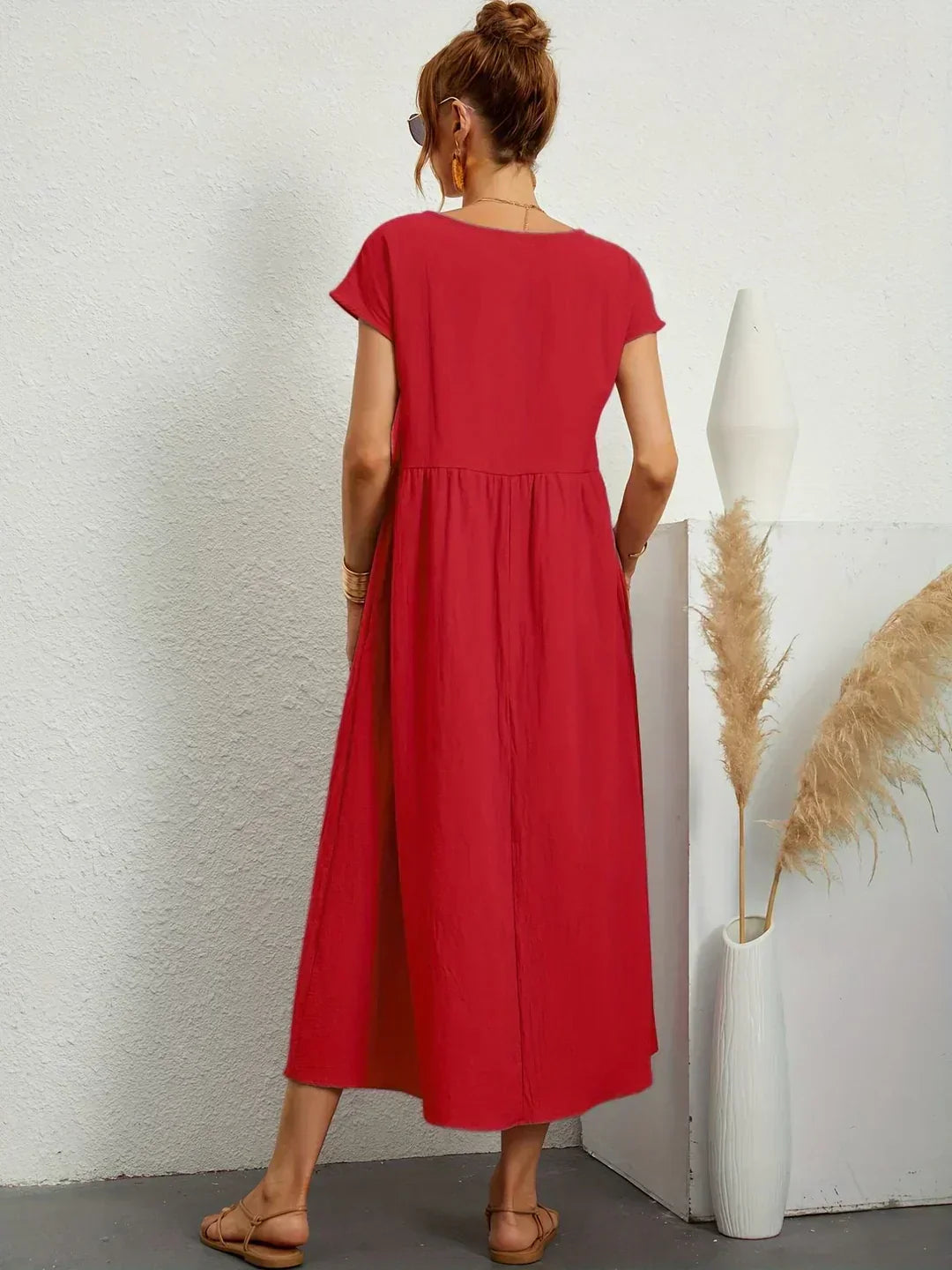 Gabrielle™ | Vestido Midi Fluido de Elegância Atemporal