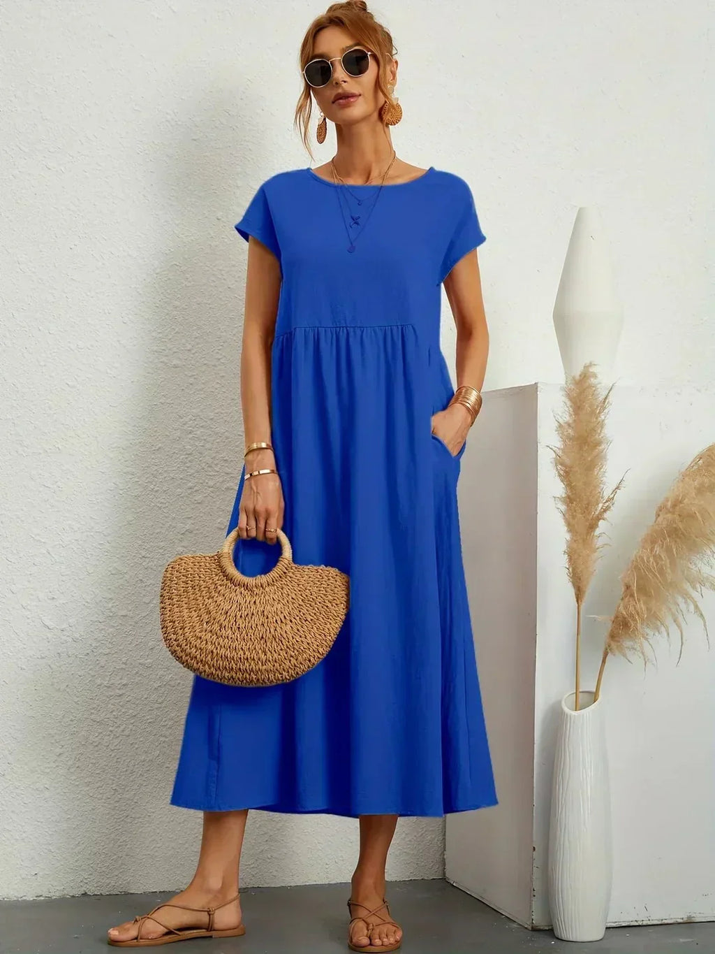 Gabrielle™ | Vestido Midi Fluido de Elegância Atemporal