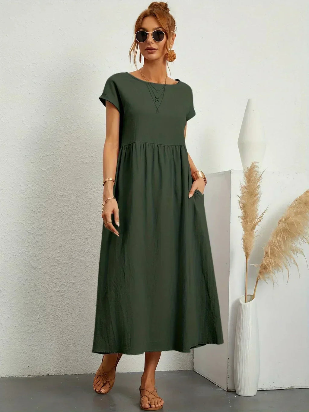 Gabrielle™ | Vestido Midi Fluido de Elegância Atemporal