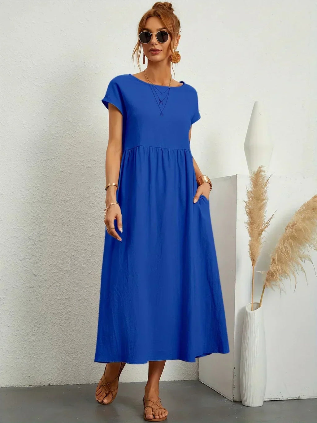 Gabrielle™ | Vestido Midi Fluido de Elegância Atemporal