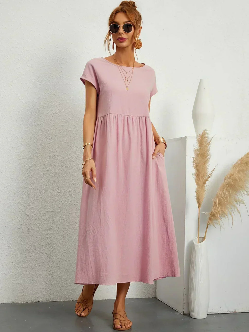 Gabrielle™ | Vestido Midi Fluido de Elegância Atemporal