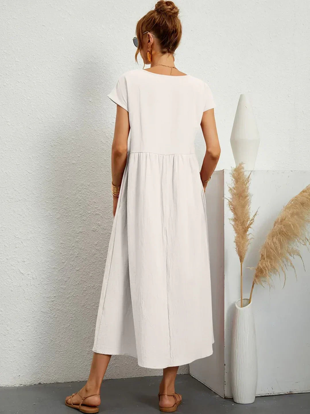 Gabrielle™ | Vestido Midi Fluido de Elegância Atemporal