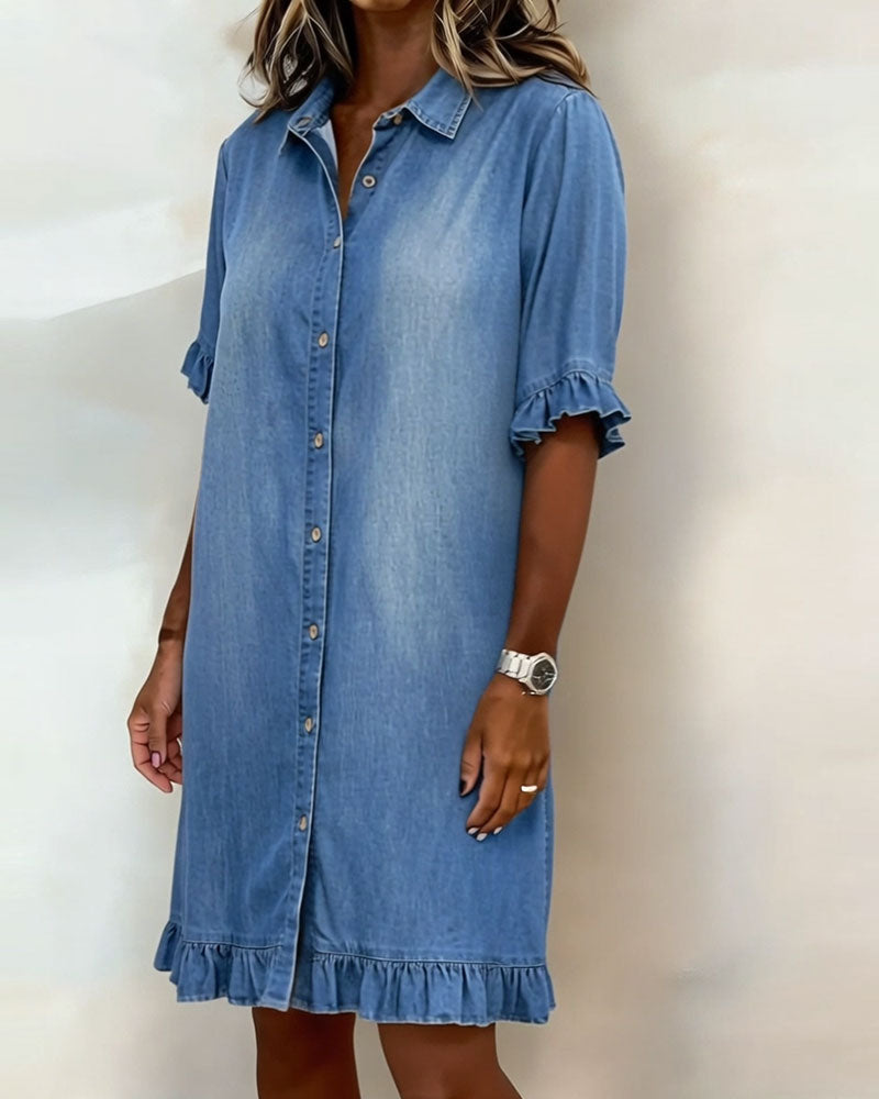 Maria | Vestido em Denim com Franzidos Valorizantes